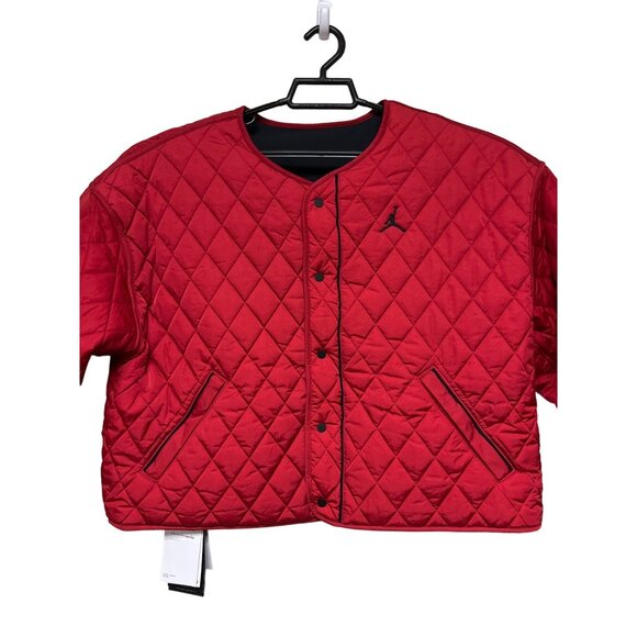 Nike Jordan Women's Quilted Flight Jacket Reversible Black Red Large NEW NWT - Picture 6 of 12